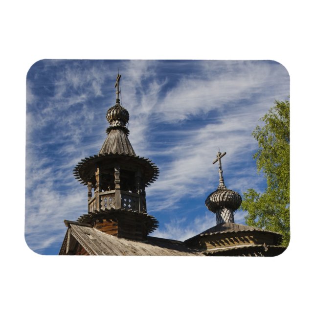 Traditionell rysk ortodox träkyrka magnet (Horisontell)