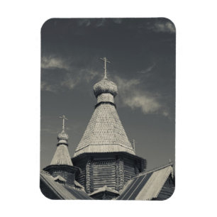 Traditionell rysk ortodox träkyrka magnet