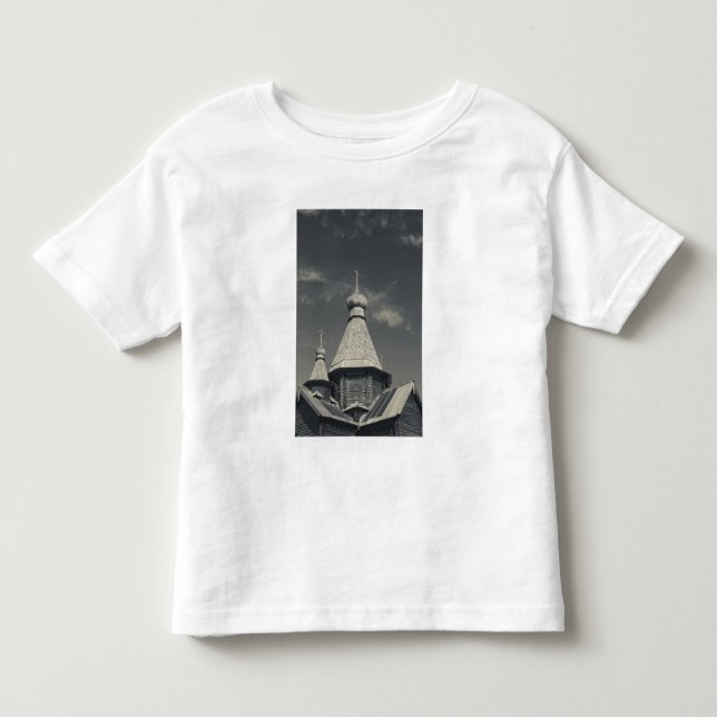 Traditionell rysk ortodox träkyrka t-shirt (Framsida)