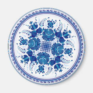 Traditionell rysk prydnad i Gzhel stil Magnet