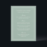 Traditionell Sage Grön Tidlös Bröllop Meny<br><div class="desc">Elegant bröllopsmeny med en enkel och klassisk design.</div>
