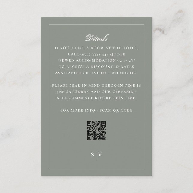 Traditionell Sagegrön QR-kod Detaljer Tilläggskort (Framsida)