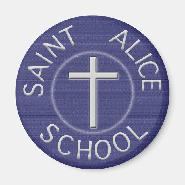 Traditionell Saint Alice Blue och White Patch Magnet (Framsidan)