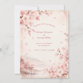 Traditionell Sakura Bröllop Mount Fuji Elegans Inbjudningar