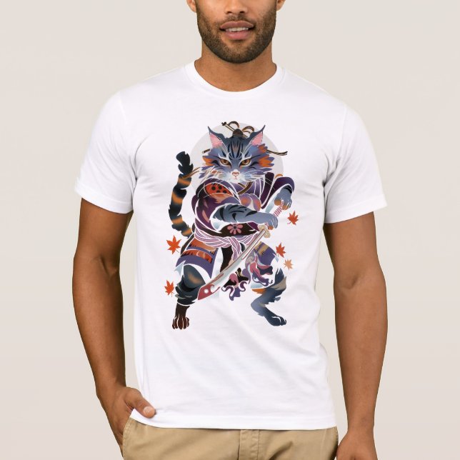 Traditionell samurai-katt t shirt (Framsida)