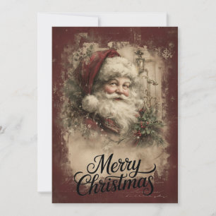 Traditionell Santa & Lyktglöd Julkort