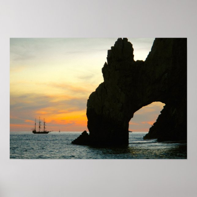 Traditionell segelbåt vid solnedgång,Cabo Sten Arc Poster (Framsidan)