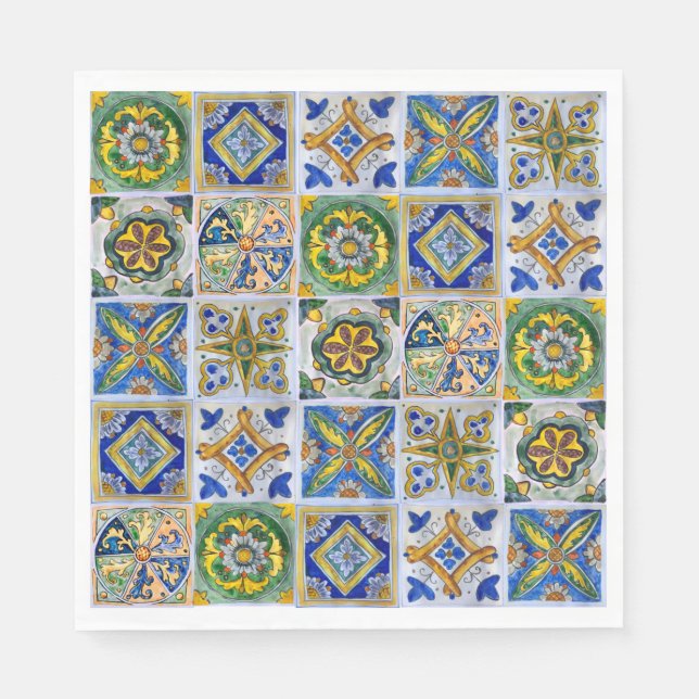 Traditionell siciliansk keramisk Tile mönster Pappersservett (Framsidan)