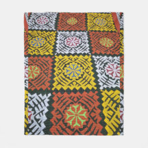 Traditionell Sindhi/Balochi Rilhi Fleece Blanket