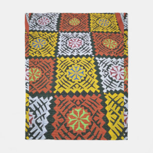 Traditionell Sindhi/Balochi Rilhi Fleece Blanket