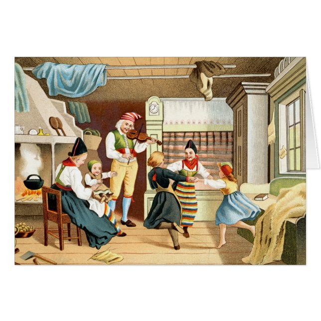 Traditionell skandinavisk familj hälsningskort (Framsidan Horizontal)
