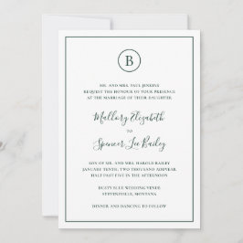 Traditionell skogsgrön allt-i-ett brölloppsinbjuda inbjudningar