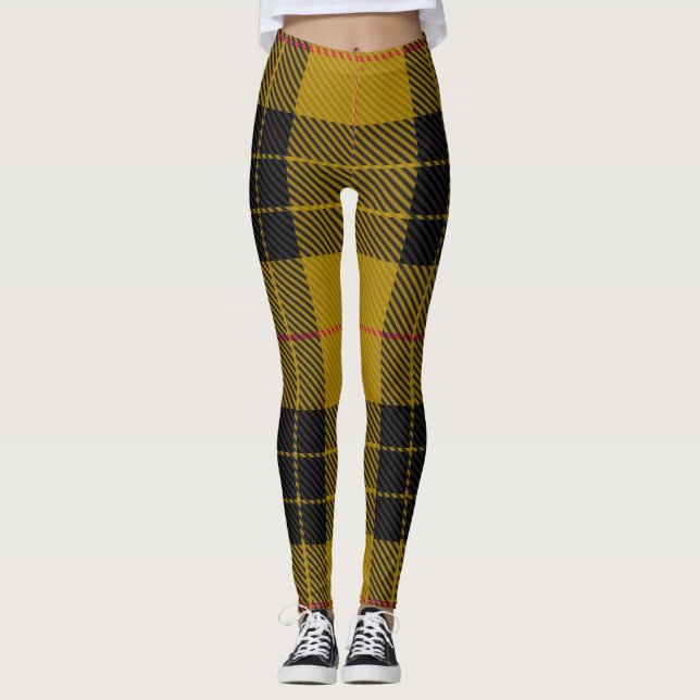 Traditionell skotsk Gult Tartan Leggings (Framsida)