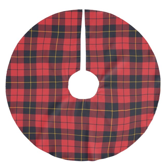 Traditionell skotsk Klan Wallace Tartan Julgransmatta Borstad Polyester (Framsidan)