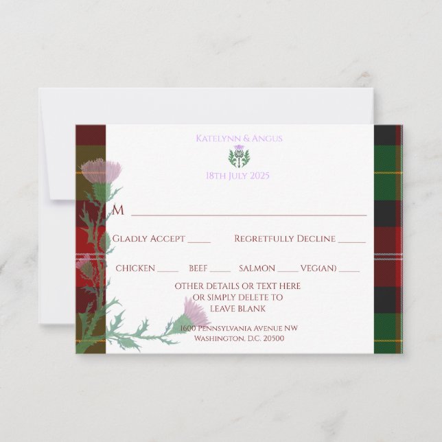Traditionell skotsk Tartan Gräns & Thistle OSA Kort (Framsida)