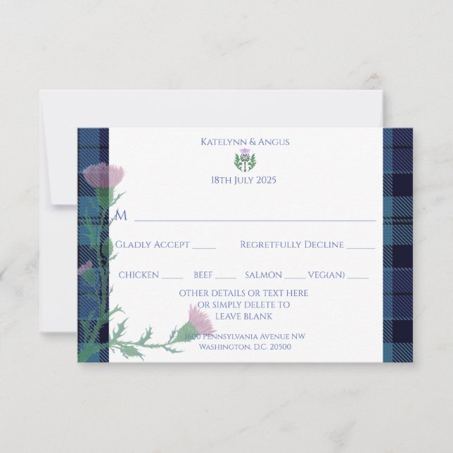 Traditionell skotsk Tartan Gräns & Thistle OSA Kort (Framsida)