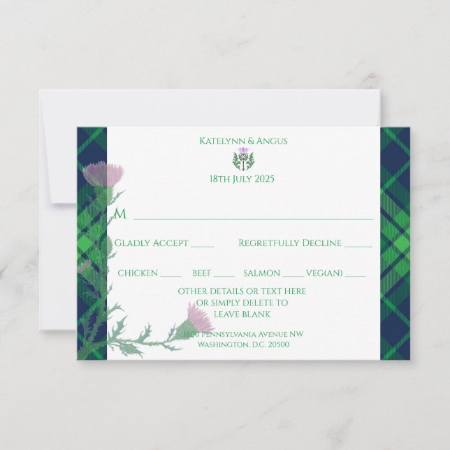 Traditionell skotsk Tartan Gräns & Thistle OSA Kort (Framsida)