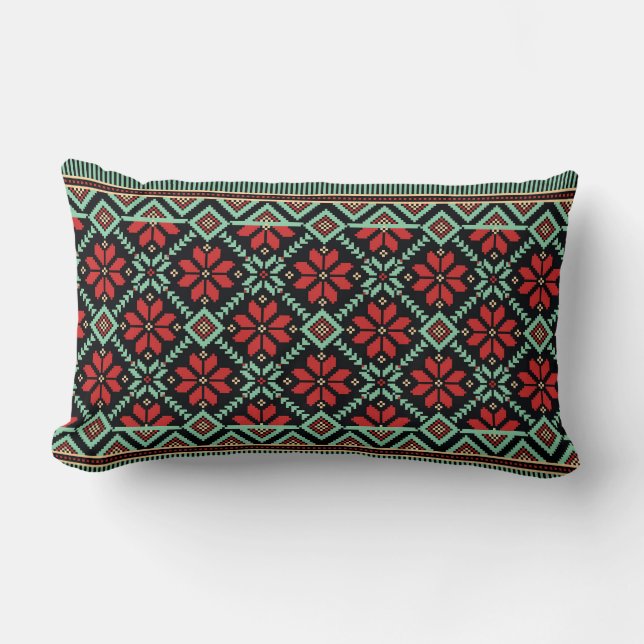 Traditionell slavisk broderiy Lumbar Pillow Lumbarkudde (Framsida)