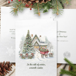 Traditionell Snöig Juldikt Helgkort