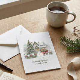 Traditionell Snöig Juldikt Helgkort