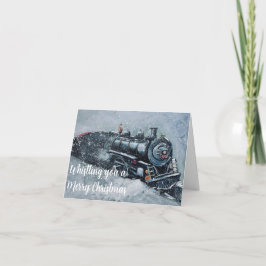 Traditionell Snöig Tåg Jul utan foto Helgkort