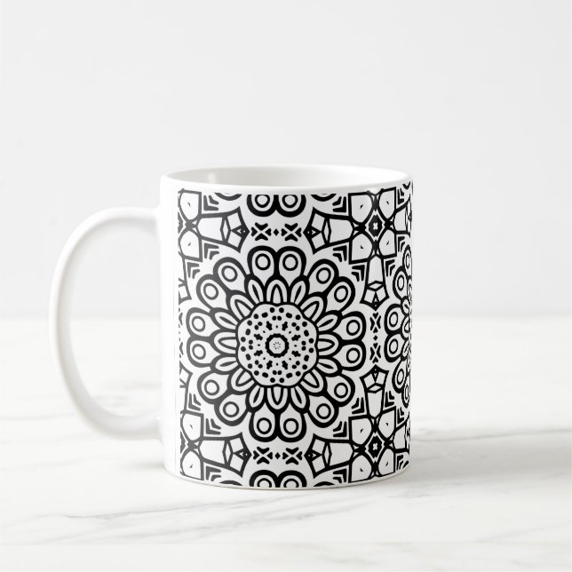 Traditionell solrosbatik mönster ornamentscroll kaffemugg (Vänster)