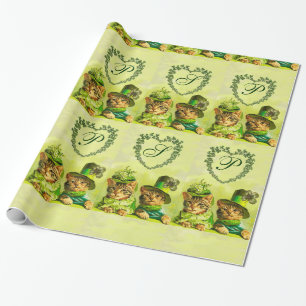 TRADITIONELL ST.PATRICK'S DAY CATS HEART MONOGRAM PRESENTPAPPER