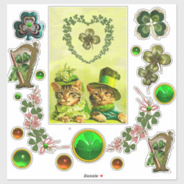 TRADITIONELL ST. PATRICK'S DAY CATS,SHAMROCK HEART KLISTERMÄRKEN