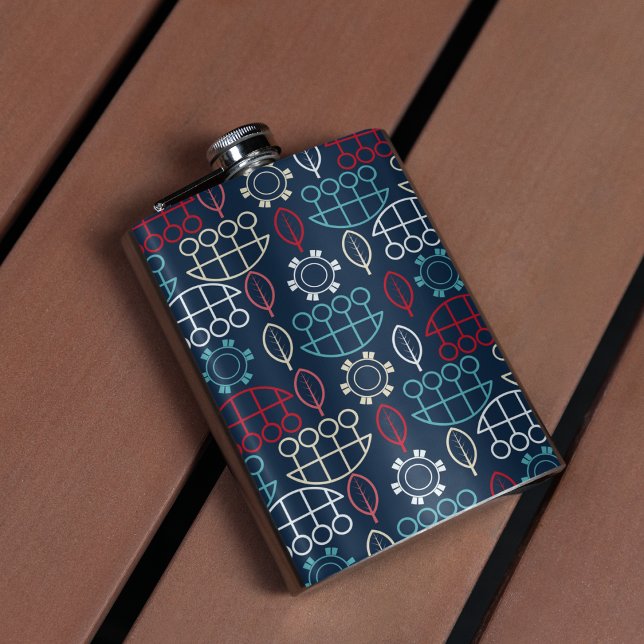 Traditionell stamkonst Mönster Fickplunta (tribal pattern flask)