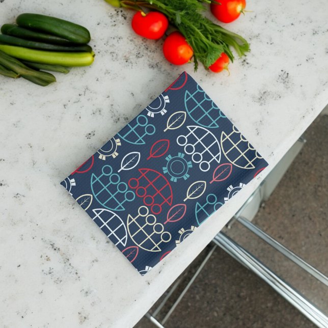 Traditionell stamkonst Mönster Kökshandduk (Kitchen Towel)