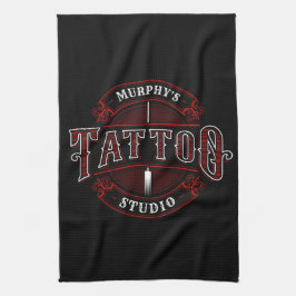 Traditionell Stil ADD NAMN Tattoo Studio Shop Kökshandduk