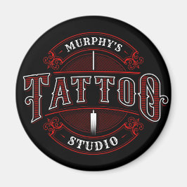 Traditionell Stil ADD NAMN Tattoo Studio Shop Magnet