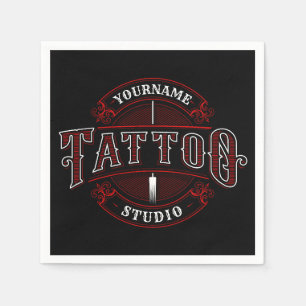 Traditionell Stil ADD NAMN Tattoo Studio Shop Pappersservett