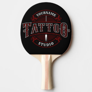 Traditionell Stil ADD NAMN Tattoo Studio Shop Pingisracket