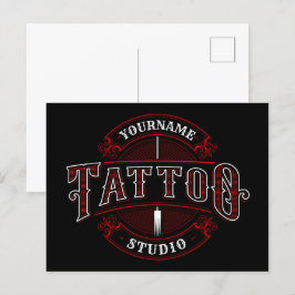Traditionell Stil ADD NAMN Tattoo Studio Shop Vykort