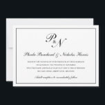Traditionell svart vit monogram Bröllop Inbjudningar<br><div class="desc">Traditionell bröllopsinbjudan i vågrät och klassinvigning med en enkel design med dina två första monogram och namn i en elegant kalligrafi inuti ett tunt gräns. Baksidan är solid svart. Den här klassiska svartvita designen är perfekt för ett formellt bröllop.</div>