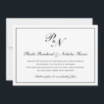 Traditionell svart vit monogram Bröllop Inbjudningar<br><div class="desc">Traditionell bröllopsinbjudan i vågrät och klassinvigning med en enkel design med dina två första monogram och namn i en elegant kalligrafi inuti ett tunt gräns. Baksidan är solid svart. Den här klassiska svartvita designen är perfekt för ett formellt bröllop.</div>