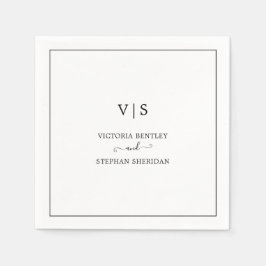 Traditionell svart-vit monogrambröllop pappersservett