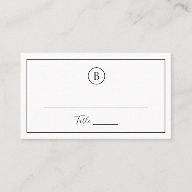 Traditionell Svartvitt Elegant bröllop Placeringskort (Framsida)