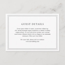 Traditionell Svartvitt Elegant bröllop Tilläggskort