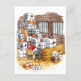 Traditionell Svenska Tomten Juli - vattenfärg Helg Vykort