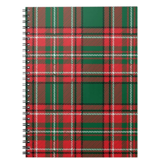 Traditionell tartan: rödgrönt plaid mönster. anteckningsbok (Framsidan)