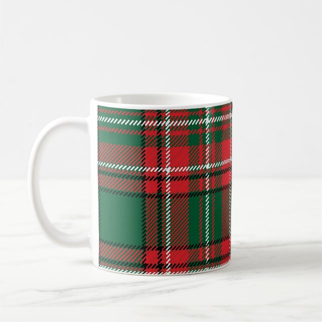 Traditionell tartan: rödgrönt plaid mönster. kaffemugg (Vänster)
