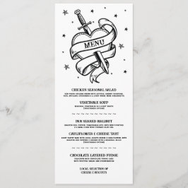 Traditionell Tattoo Menu Bröllop Sten Heart Food Meny