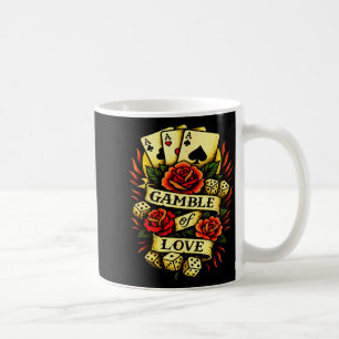 Traditionell Tattoo Retro Tattoo Rosor Tärningar K Kaffemugg