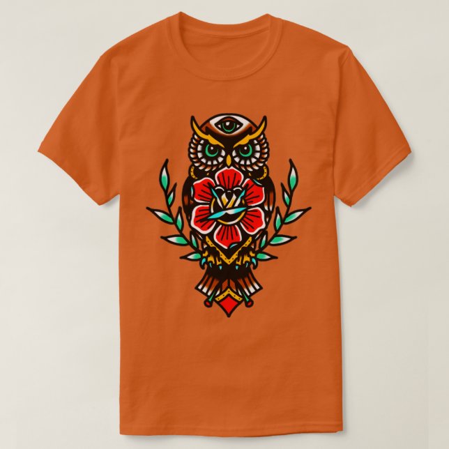 Traditionell tatuering från uggla ro t shirt (Design framsida)
