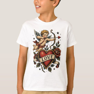 Traditionell tatuering hjärta t shirt