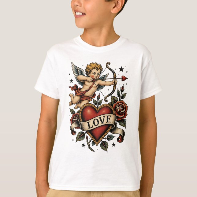Traditionell tatuering hjärta  t shirt (Framsida)