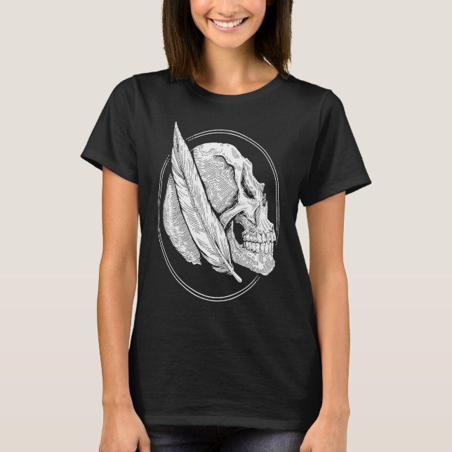 Traditionell tatuering med skullvadrans gotiic Bla T Shirt (Framsida)
