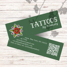 Traditionell tatueringsblomma mini visitkort